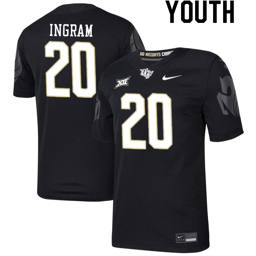 Youth #20 Kam Ingram UCF Knights Big 12 Conference College Football Jerseys Stitched-Black